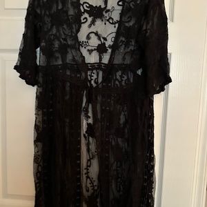 Black lacy tie front topper